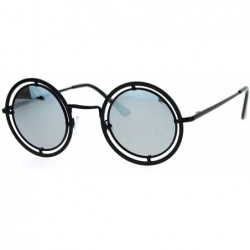 Round Victorian Steam Punk Double Frame Round Circle Lens Sunglasses - Black Silver - C312L9XNH3P $9.08