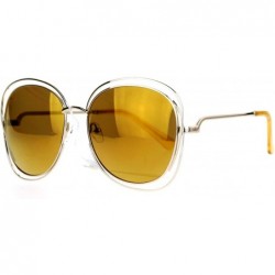 Butterfly Double Scribble Rectangular Designer Fashion Metal Butterfly Sunglasses - All Gold - C7127A9V1JN $9.49