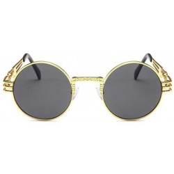 Round Womens Mens Retro Round Circle Frame Sunglasses Flat Lens Vintage Steampunk Shades UV400 - B - CW18U8LI0ME $21.35