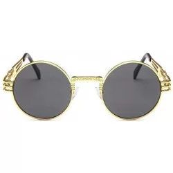 Round Womens Mens Retro Round Circle Frame Sunglasses Flat Lens Vintage Steampunk Shades UV400 - B - CW18U8LI0ME $13.27