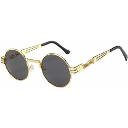 Round Womens Mens Retro Round Circle Frame Sunglasses Flat Lens Vintage Steampunk Shades UV400 - B - CW18U8LI0ME $13.27