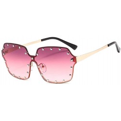 Rectangular OVERSIZED Fashion Sunglasses-Gradient Shades Glasses Unisex-Polarized-Rimless - D - CZ1905YYY3C $61.48