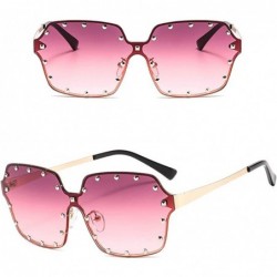 Rectangular OVERSIZED Fashion Sunglasses-Gradient Shades Glasses Unisex-Polarized-Rimless - D - CZ1905YYY3C $31.55