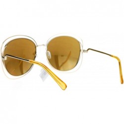 Butterfly Double Scribble Rectangular Designer Fashion Metal Butterfly Sunglasses - All Gold - C7127A9V1JN $9.49
