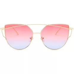 Oversized Sunglasses for Women - Cat Eye Mirrored/Transparent Flat Lenses Metal Frame Sunglasses UV400 - CH18M79N8N0 $9.39
