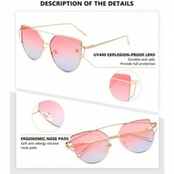 Oversized Sunglasses for Women - Cat Eye Mirrored/Transparent Flat Lenses Metal Frame Sunglasses UV400 - CH18M79N8N0 $9.39