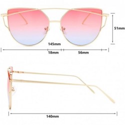 Oversized Sunglasses for Women - Cat Eye Mirrored/Transparent Flat Lenses Metal Frame Sunglasses UV400 - CH18M79N8N0 $9.39