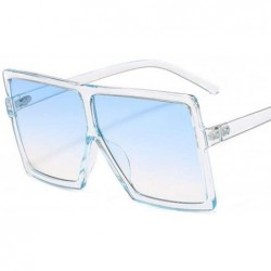 Square Vintage Oversizd Sunglasses Women Square Sunglasses Transparent Pink Blue Frame Sun Glasses Fashion Shades - C518U0AX2...