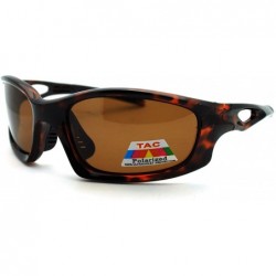 Rectangular Polarized Mens Futuristic Aerodynamic Warp Sport Light Sunglasses - Tortoise - CM11LIJ4CAH $22.44