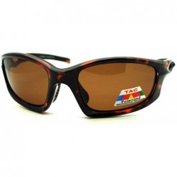 Rectangular Polarized Mens Futuristic Aerodynamic Warp Sport Light Sunglasses - Tortoise - CM11LIJ4CAH $13.34