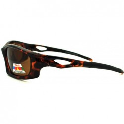 Rectangular Polarized Mens Futuristic Aerodynamic Warp Sport Light Sunglasses - Tortoise - CM11LIJ4CAH $13.34