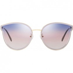 Rectangular Cat Eye Mirrored Flat Lenses Street Fashion Metal Frame Women Sunglasses - Pink - CJ18A9ZEUQE $29.41