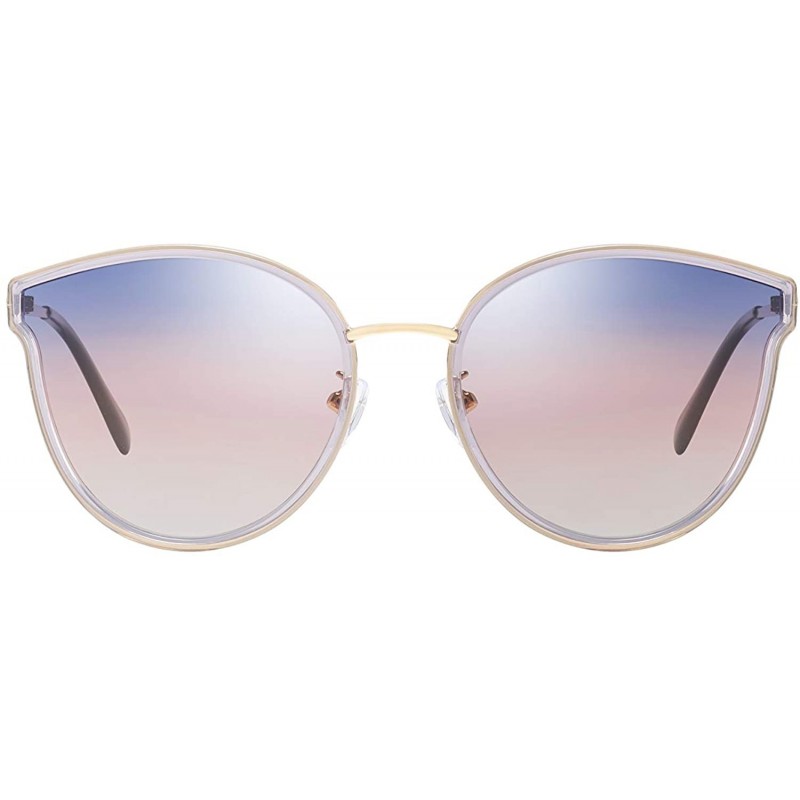 Rectangular Cat Eye Mirrored Flat Lenses Street Fashion Metal Frame Women Sunglasses - Pink - CJ18A9ZEUQE $14.10