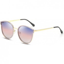 Rectangular Cat Eye Mirrored Flat Lenses Street Fashion Metal Frame Women Sunglasses - Pink - CJ18A9ZEUQE $14.10