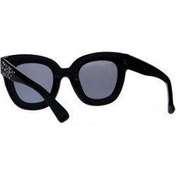 Oversized Star Engrave Bling Thick Horn Rim Womens Diva Sunglasses - Black Light Black - C518DD0DC7R $11.16