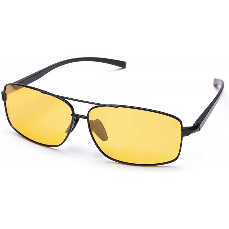 Rectangular Mens Night-Driving Glasses Anti Glare-HD Polarized Yellow Lens Night-Vision Glasses for Driving/Dawn/Dusk - CM18U...