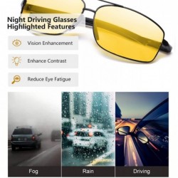 Rectangular Mens Night-Driving Glasses Anti Glare-HD Polarized Yellow Lens Night-Vision Glasses for Driving/Dawn/Dusk - CM18U...