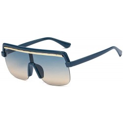 Goggle Fashion New Trend Big Frame One-piece Brand Designer Large Hinge Metal Chain Sunglasses - C3 - CB18TMZ09ZR $15.85