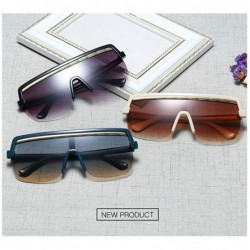 Goggle Fashion New Trend Big Frame One-piece Brand Designer Large Hinge Metal Chain Sunglasses - C3 - CB18TMZ09ZR $15.85