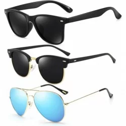 Semi-rimless Polarized Sunglasses For Men Women Retro TR90 Frame Square Shades Vintage Classic Sun Glasses - C4183IHTMCX $41.23