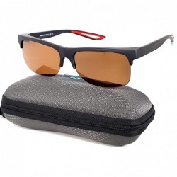 Wrap Fit Over Polarized Sunglasses Driving Clip on Sunglasses to Wear Over Prescription Glasses - Black-red-brown - C318SM4N6...