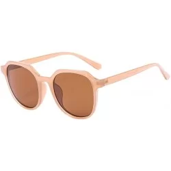 Round Sunglasses Protection Polarized Fashion - Brown - C81964935LI $17.55