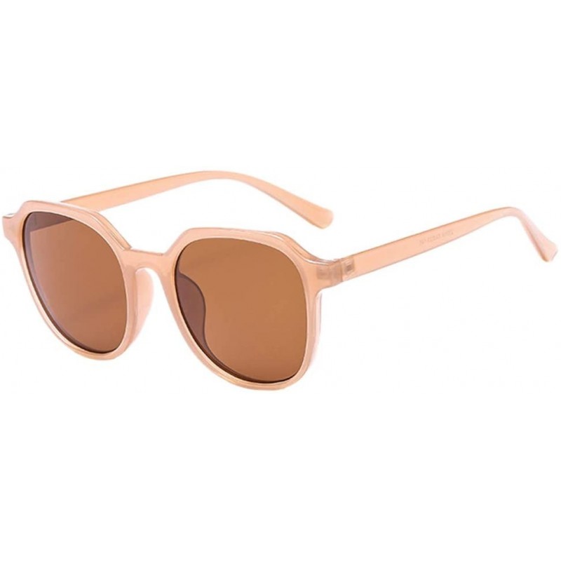 Round Sunglasses Protection Polarized Fashion - Brown - C81964935LI $11.39