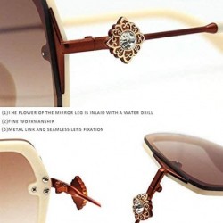 Oversized Women's Diamond Sunglasses Large Square Gradient Lens UV400 Flower Glasses - T4-leopard Print - CK18RAREU32 $8.45