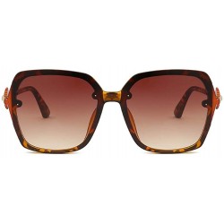 Oversized Women's Diamond Sunglasses Large Square Gradient Lens UV400 Flower Glasses - T4-leopard Print - CK18RAREU32 $8.45