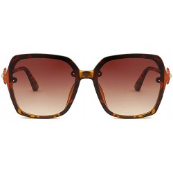 Oversized Women's Diamond Sunglasses Large Square Gradient Lens UV400 Flower Glasses - T4-leopard Print - CK18RAREU32 $8.45