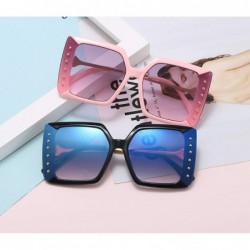 Shield Vintage Retro Oversized Square Sunglasses Fashion Diamond Decoration Gradient Sun Glasses Female UV400 Shades - CB198Z...