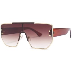 Square 2019 new fashion one lens unisex retro box brand designer big box windproof sunglasses UV400 - Brown - CO18TGDOLO6 $28.16