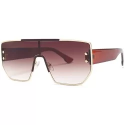 Square 2019 new fashion one lens unisex retro box brand designer big box windproof sunglasses UV400 - Brown - CO18TGDOLO6 $11.57