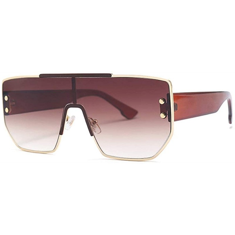 Square 2019 new fashion one lens unisex retro box brand designer big box windproof sunglasses UV400 - Brown - CO18TGDOLO6 $11.57