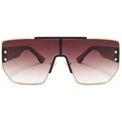 Square 2019 new fashion one lens unisex retro box brand designer big box windproof sunglasses UV400 - Brown - CO18TGDOLO6 $11.57