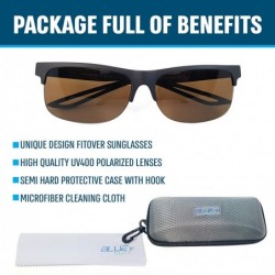 Wrap Fit Over Polarized Sunglasses Driving Clip on Sunglasses to Wear Over Prescription Glasses - Black-red-brown - C318SM4N6...