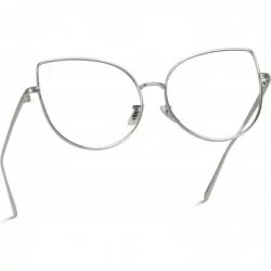 Round Clear Thin Frame Oversized Delicate Glasses - Silver Frame - CJ12O7FEUW9 $26.13