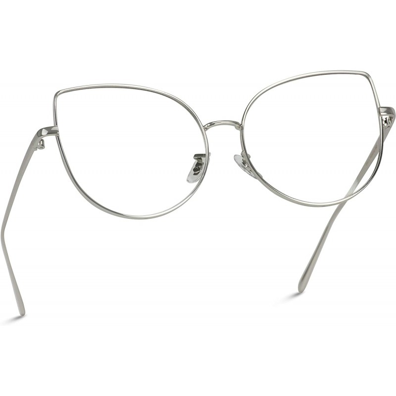 Round Clear Thin Frame Oversized Delicate Glasses - Silver Frame - CJ12O7FEUW9 $11.10