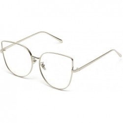 Round Clear Thin Frame Oversized Delicate Glasses - Silver Frame - CJ12O7FEUW9 $11.10