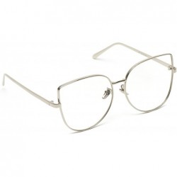 Round Clear Thin Frame Oversized Delicate Glasses - Silver Frame - CJ12O7FEUW9 $11.10