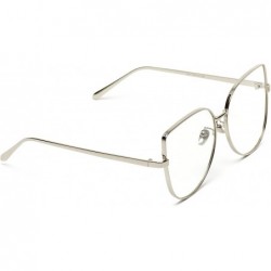 Round Clear Thin Frame Oversized Delicate Glasses - Silver Frame - CJ12O7FEUW9 $11.10