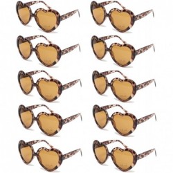 Square 10 Pack Heart Shaped Sunglasses for Women Party Favors Eyewear Multiple Choice - Leopard - CN18U0ASI4R $33.14