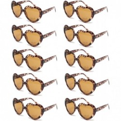 Square 10 Pack Heart Shaped Sunglasses for Women Party Favors Eyewear Multiple Choice - Leopard - CN18U0ASI4R $18.94