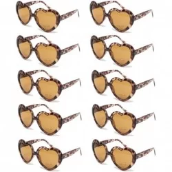 Square 10 Pack Heart Shaped Sunglasses for Women Party Favors Eyewear Multiple Choice - Leopard - CN18U0ASI4R $30.38
