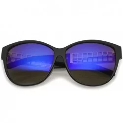 Round Oversize Horn Rimmed Metal Temple Mirror Square Lens Cat Eye Sunglasses 62mm - Black-gold / Purple Mirror - C812O7PBVNL...