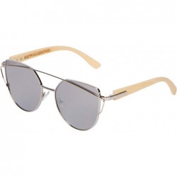 Cat Eye Bamboo Wood Sunglasses for Men and Women - Cat Eye Modern Wooden Sunglasses - Gray - CN18WMD8QAU $33.28