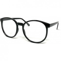 Round Nerd Glasses Classic Fashion Frame Clear Lens Square Round Rectangle - Black Round Horn Rim- Clear - CL18X560X4U $10.04