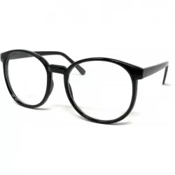 Round Nerd Glasses Classic Fashion Frame Clear Lens Square Round Rectangle - Black Round Horn Rim- Clear - CL18X560X4U $18.61