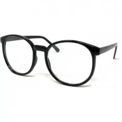 Round Nerd Glasses Classic Fashion Frame Clear Lens Square Round Rectangle - Black Round Horn Rim- Clear - CL18X560X4U $10.04