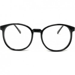 Round Nerd Glasses Classic Fashion Frame Clear Lens Square Round Rectangle - Black Round Horn Rim- Clear - CL18X560X4U $10.04